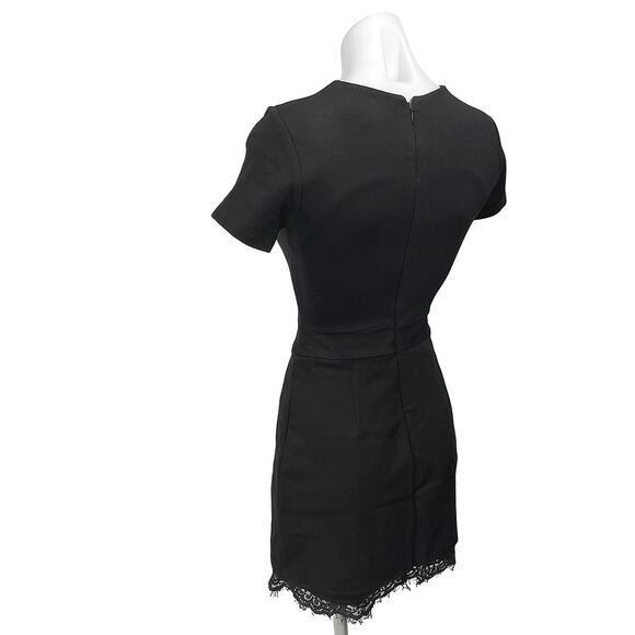 French Connection Black Short Sleeve Scalloped Lace Mini Pencil Sheath Dress 2 - Picture 3 of 6